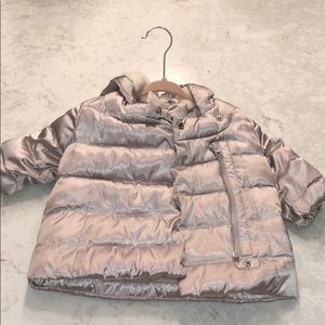Never worn baby silver down coat w fur in inside